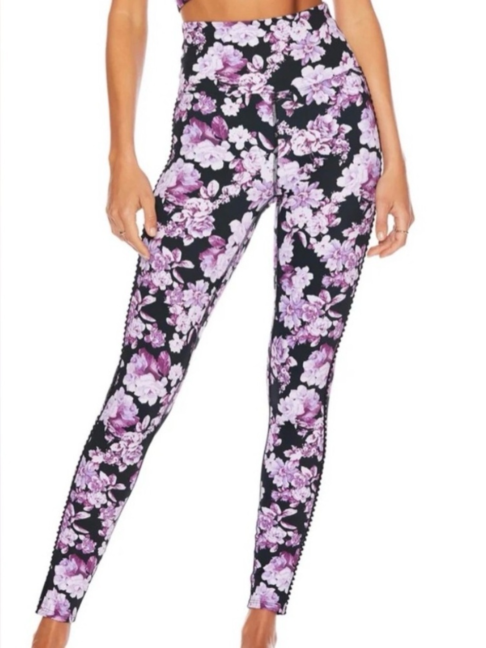 Beach riot Floral High-Waist Leggings in Black & Lilac